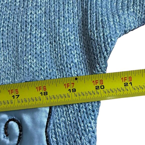 Nannell Hand Knit Metallic Sweater Bird & Cloud Appliqué Women’s L - Picture 5 of 6